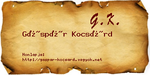 Gáspár Kocsárd névjegykártya